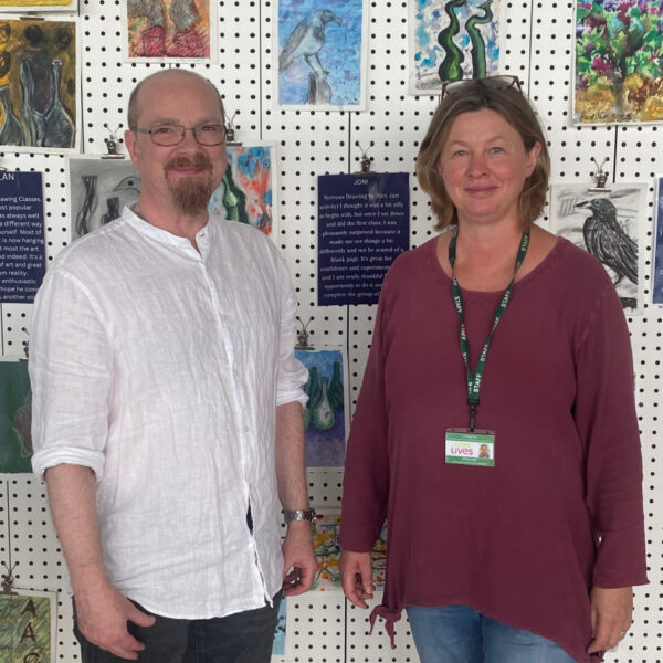 Artist Alex Boican and Catching Lives Arts and Activities Co-ordinator Miriam Ellis