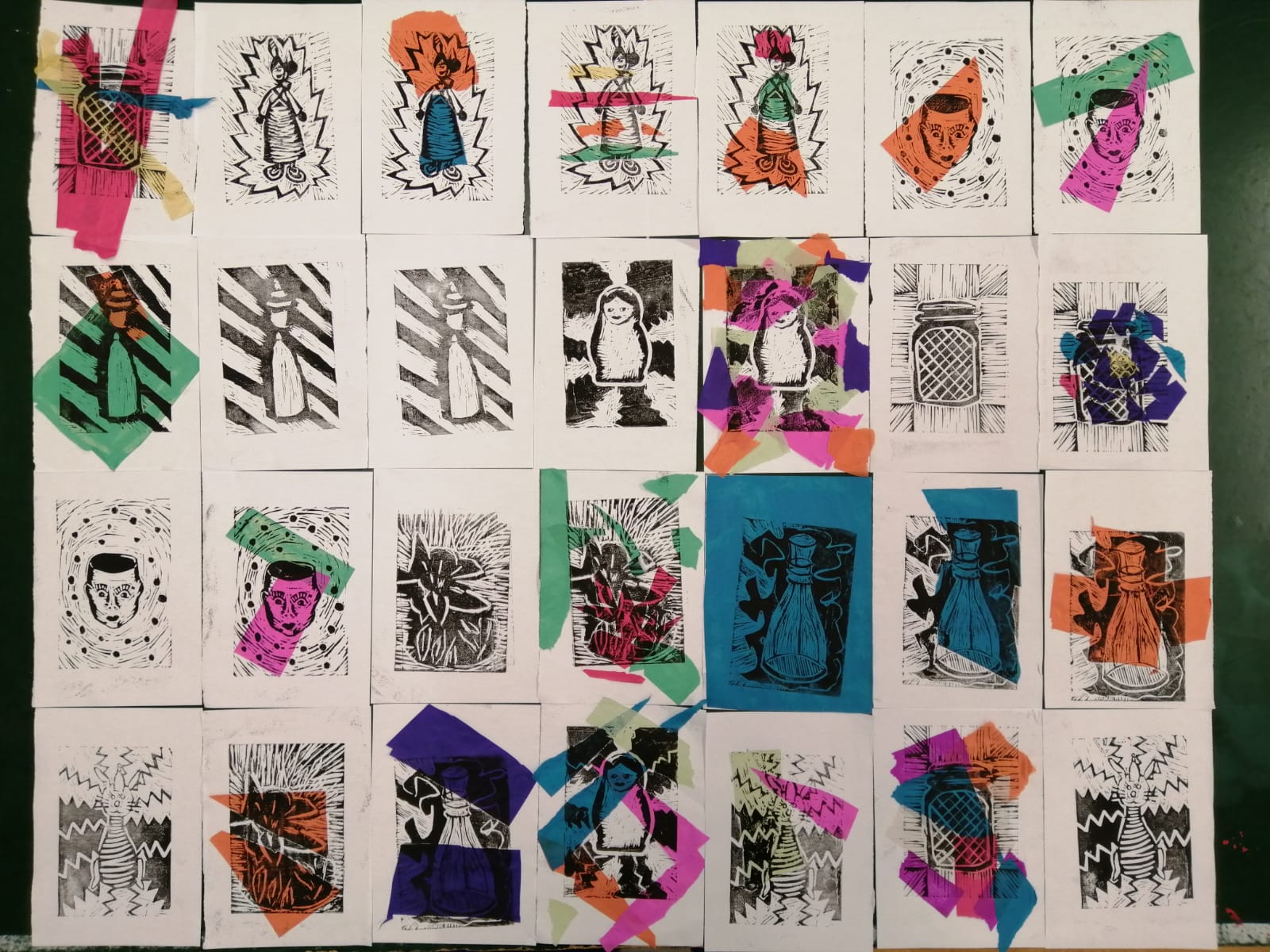 Some of the brilliant work from our linocut workshop